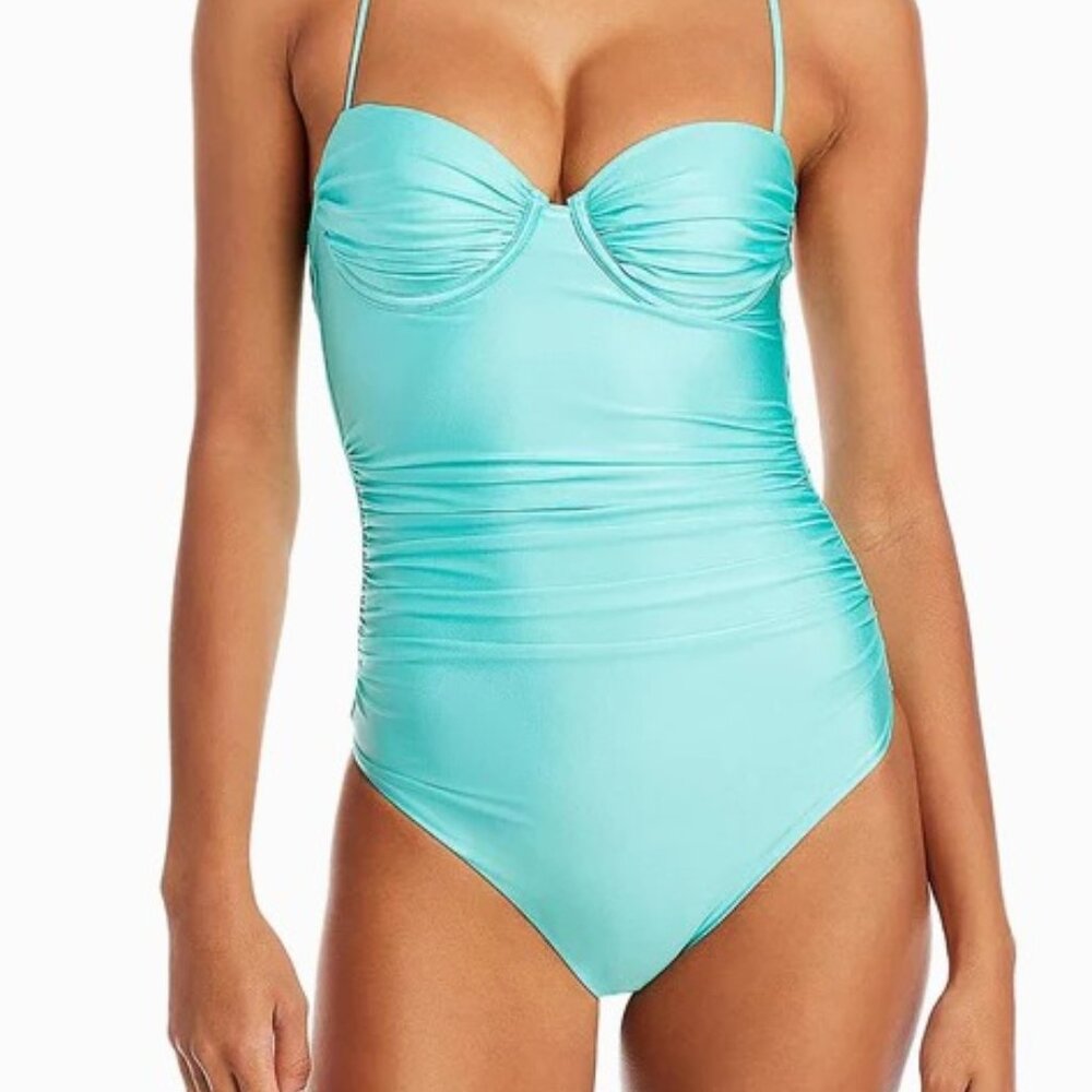 Aqua Swim Ruched Underwire One-Piece "Tiffany Blue" Size S - New/Tags and Unworn